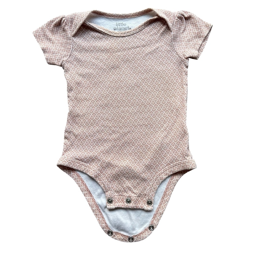 Little Planet by Carter's Beige Floral Geometric Lap Shoulders Bodysuit Size 9M
